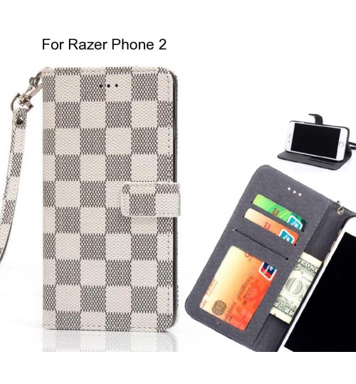 Razer Phone 2 Case Grid Wallet Leather Case - White