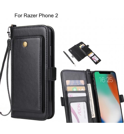 Razer Phone 2 Case Retro Leather Wallet Case - Black