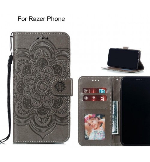 Razer Phone Case Leather Wallet Case Embossed Pattern - Grey