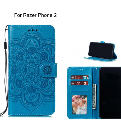 Razer Phone 2 Case Leather Wallet Case Embossed Pattern - Blue
