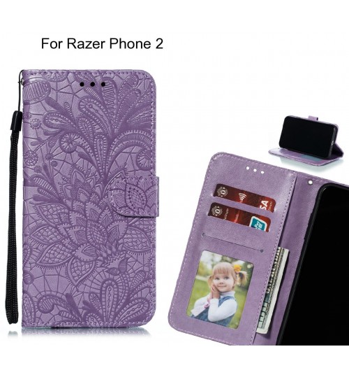 Razer Phone 2 Case Embossed Wallet Slot Case - Purple