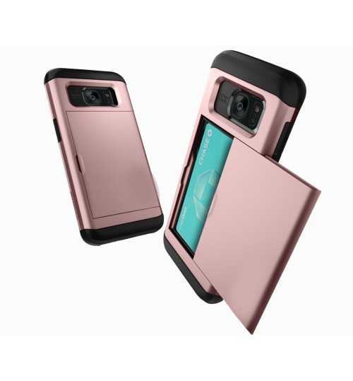 Galaxy S7 edge impact proof hybrid case card holder