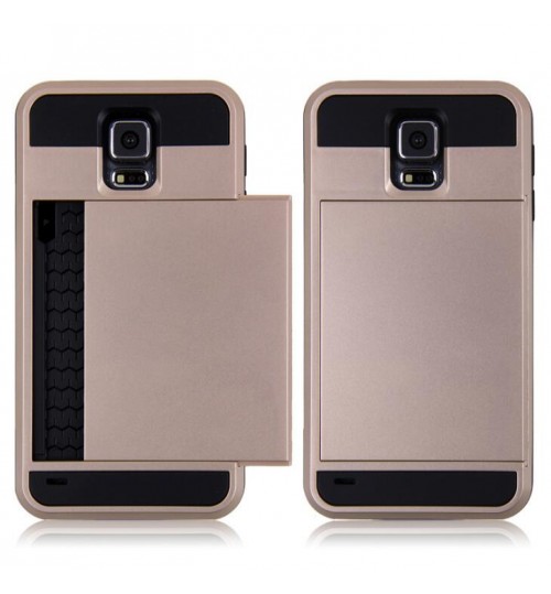 Galaxy S5 impact proof hybrid case card holder