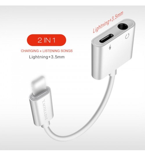 2 in 1 Lightning to 3.5mm Audio AUX Cable USB Charger For iPhone