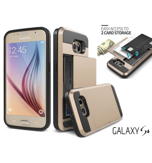 Galaxy S6 impact proof hybrid case card holder