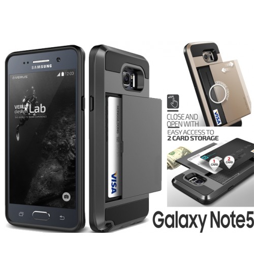 Galaxy Note 5 impact proof hybrid case card holder