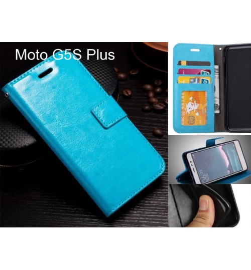 Moto G5s Plus Case Fine Leather Wallet Case - Blue