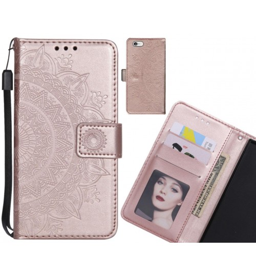 Iphone 6s Plus Case Mandala Embossed Leather Wallet Case - Rose Gold