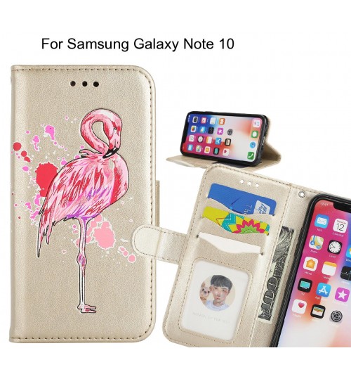 Samsung Galaxy Note 10 case Embossed Flamingo Wallet Leather Case