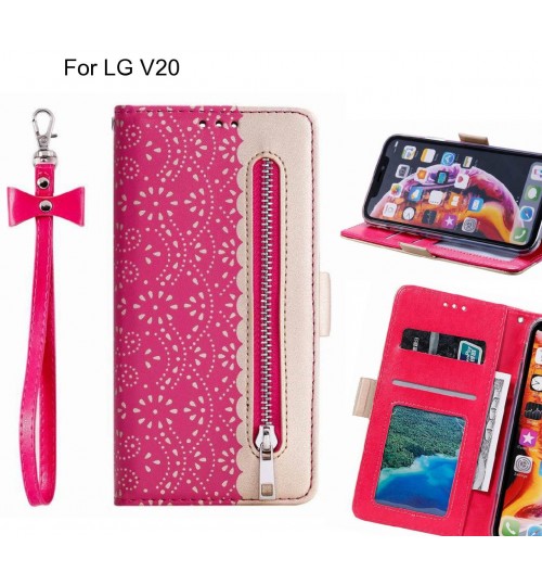 Lg V20 Case Multifunctional Wallet Case - Hot Pink