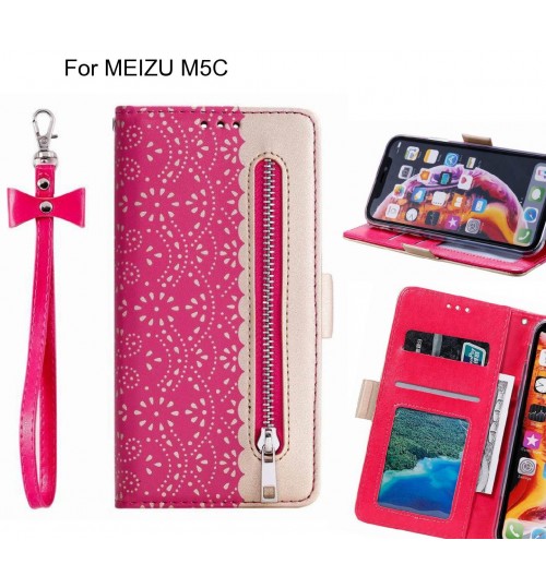 Meizu M5c Case Multifunctional Wallet Case - Hot Pink