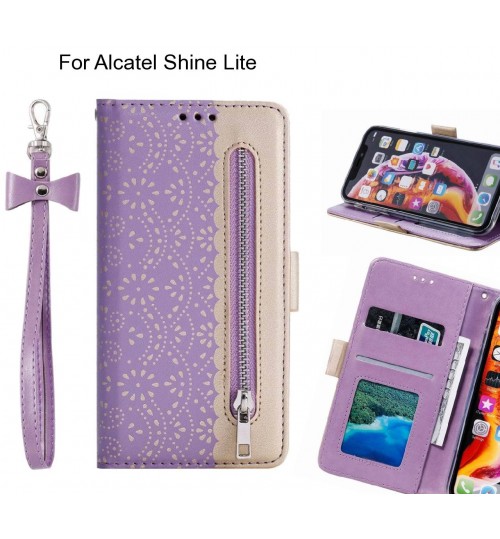 Alcatel Shine Lite Case Multifunctional Wallet Case - Purple