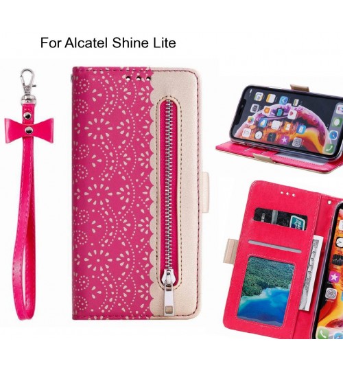 Alcatel Shine Lite Case Multifunctional Wallet Case - Hot Pink