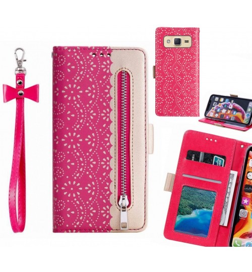 Galaxy J2 Case Multifunctional Wallet Case - Hot Pink