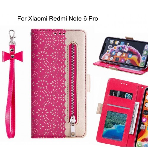 Xiaomi Redmi Note 6 Pro Case Multifunctional Wallet Case - Hot Pink