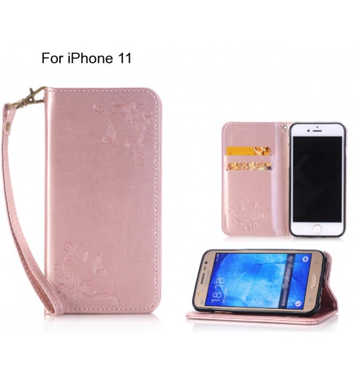 iPhone 11 CASE Premium Leather Embossing wallet Folio case