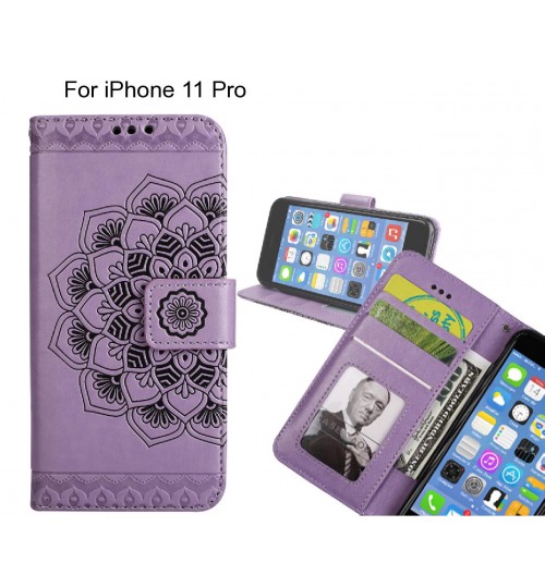 iPhone 11 Pro Case mandala embossed leather wallet case