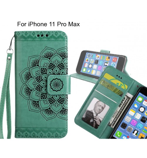 iPhone 11 Pro Max Case mandala embossed leather wallet case