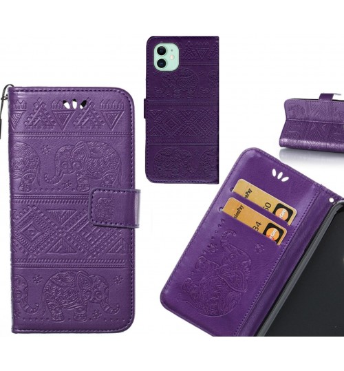 iPhone 11 case Wallet Leather case Embossed Elephant Pattern