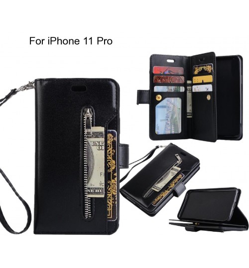 iPhone 11 Pro case 10 cards slots wallet leather case with zip