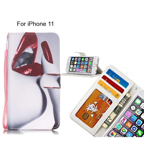 iPhone 11 case 3 card leather wallet case printed ID