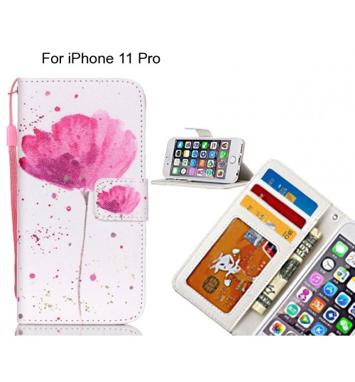 iPhone 11 Pro case 3 card leather wallet case printed ID