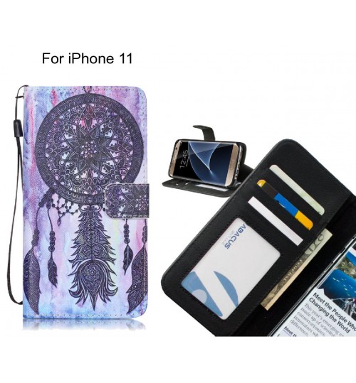 iPhone 11 case 3 card leather wallet case printed ID