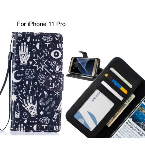 iPhone 11 Pro case 3 card leather wallet case printed ID