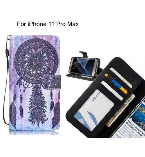 iPhone 11 Pro Max case 3 card leather wallet case printed ID