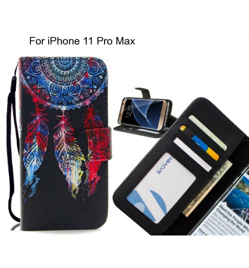 iPhone 11 Pro Max case 3 card leather wallet case printed ID