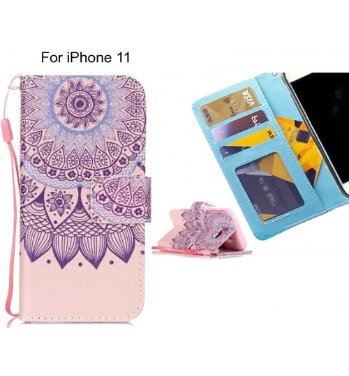 iPhone 11 case 3 card leather wallet case printed ID