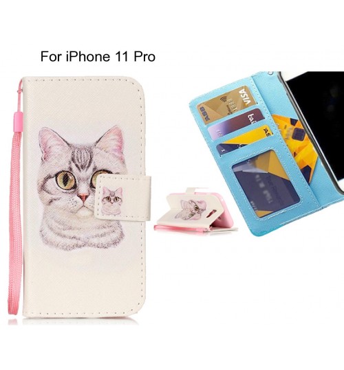 iPhone 11 Pro case 3 card leather wallet case printed ID