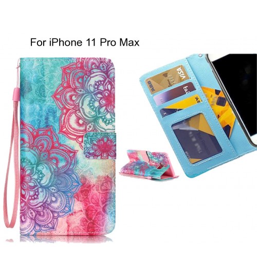 iPhone 11 Pro Max case 3 card leather wallet case printed ID