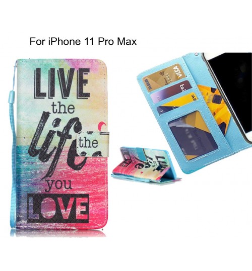 iPhone 11 Pro Max case 3 card leather wallet case printed ID