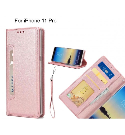 iPhone 11 Pro case Silk Texture Leather Wallet case