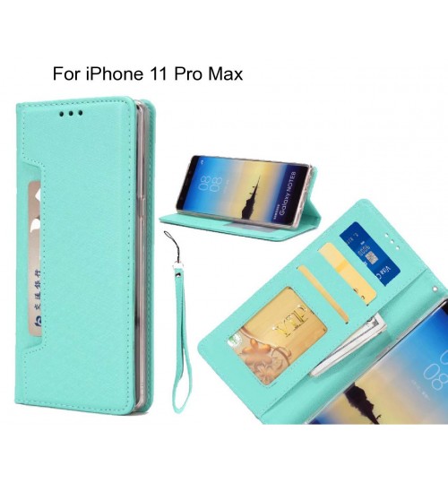 Iphone 11 Pro Max Case Silk Texture Leather Wallet Case - Green