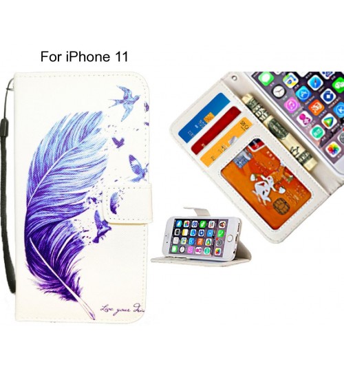 iPhone 11 case 3 card leather wallet case printed ID