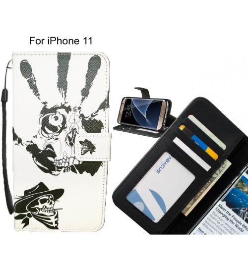 iPhone 11 case 3 card leather wallet case printed ID