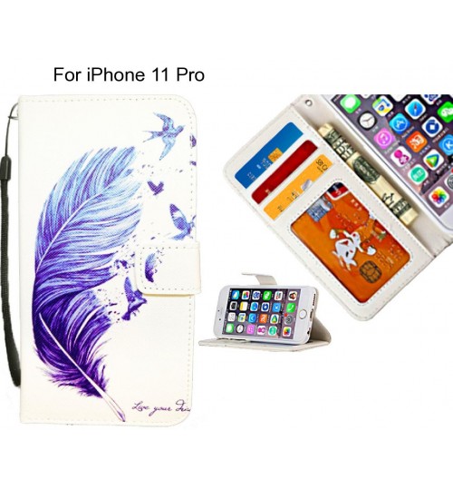 iPhone 11 Pro case 3 card leather wallet case printed ID