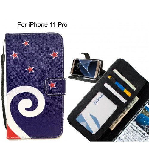 iPhone 11 Pro case 3 card leather wallet case printed ID