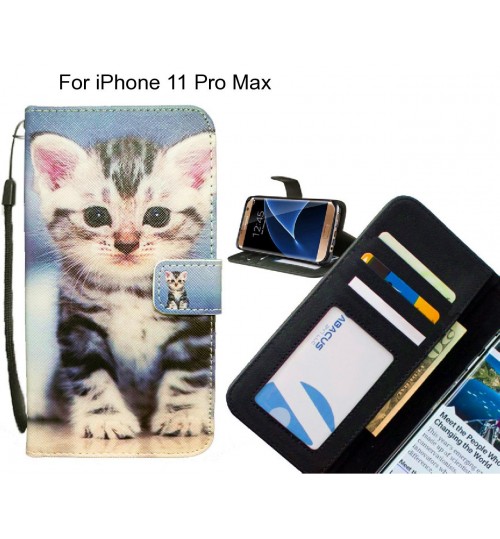 iPhone 11 Pro Max case 3 card leather wallet case printed ID