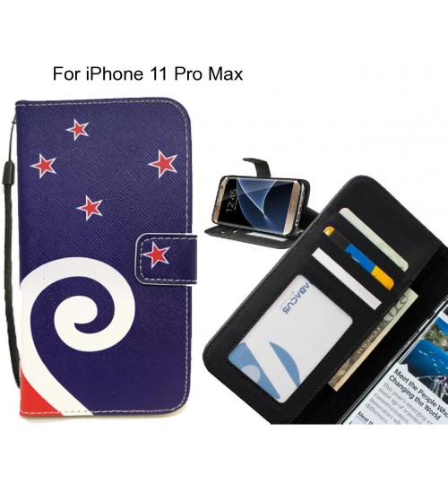 iPhone 11 Pro Max case 3 card leather wallet case printed ID