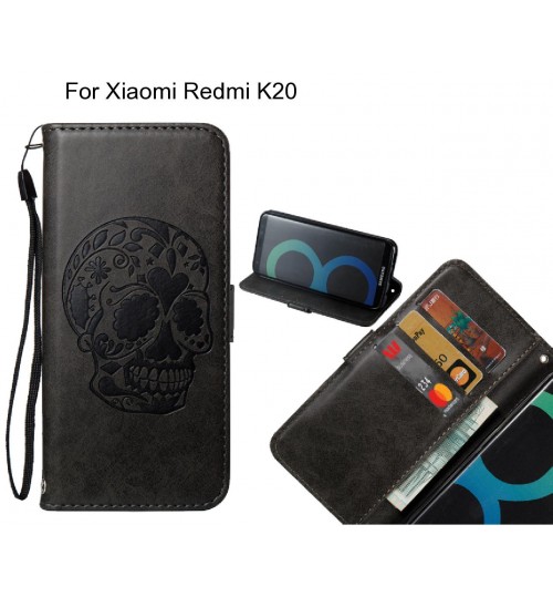 Xiaomi Redmi K20 case skull vintage leather wallet case