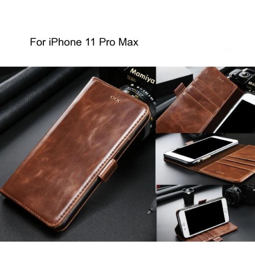 Iphone 11 Pro Max Case Executive Leather Wallet Case - Brown