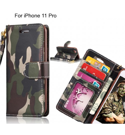 iPhone 11 Pro case camouflage leather wallet case cover