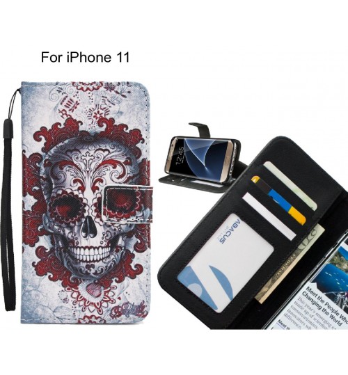 iPhone 11 case 3 card leather wallet case printed ID