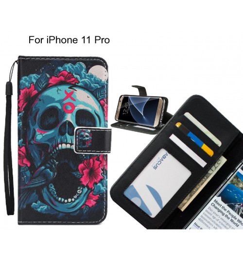 iPhone 11 Pro case 3 card leather wallet case printed ID