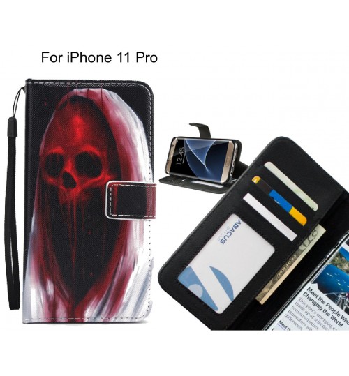 iPhone 11 Pro case 3 card leather wallet case printed ID