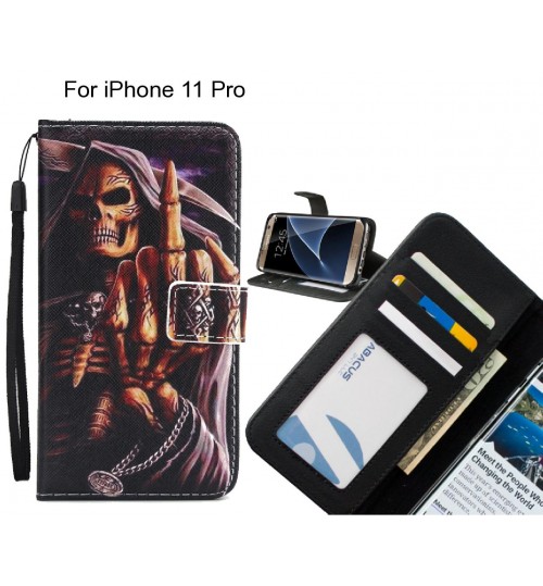 iPhone 11 Pro case 3 card leather wallet case printed ID