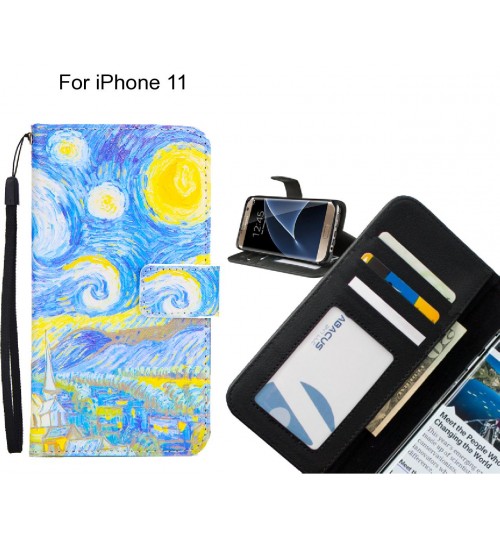 iPhone 11 case 3 card leather wallet case printed ID